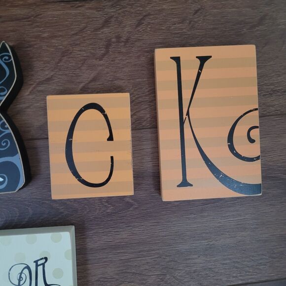 Trick Or Treat Wood Blocks Striped Cat Candy Corn 11pc Halloween Home Decor - Picture 7 of 11